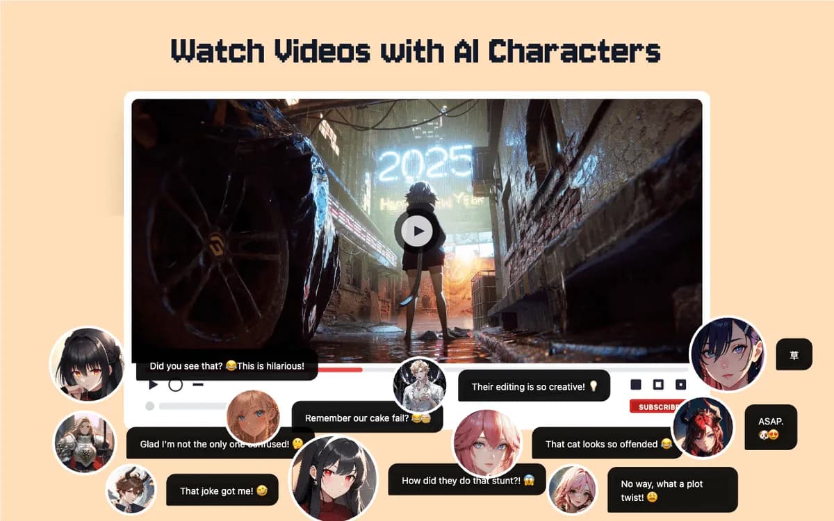 Dmooji AI Characters and Danmaku on YouTube